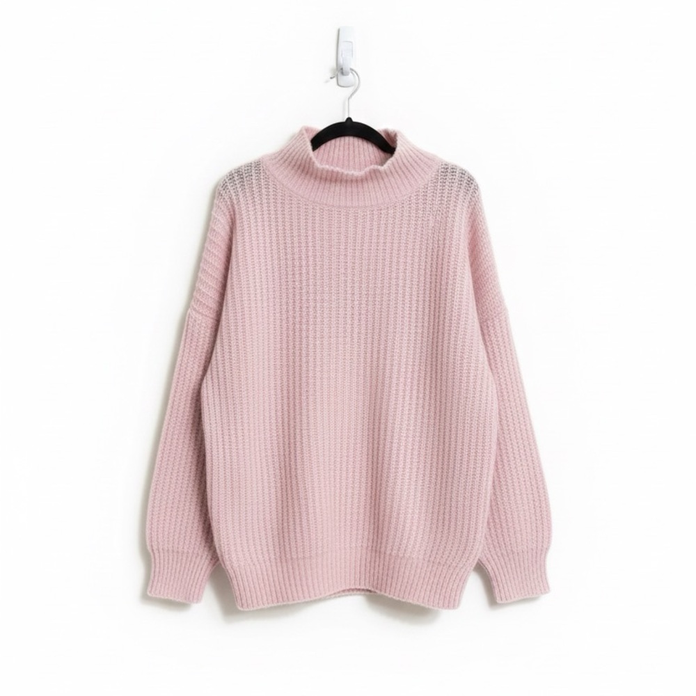 FRNCH Neola Oversized Mock Neck Sweater Light Pink - Picture 1 of 6